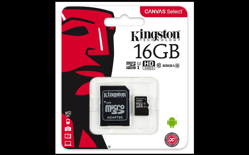 Kingston Canvas Select micro SDHC 16GB + SD adaptér